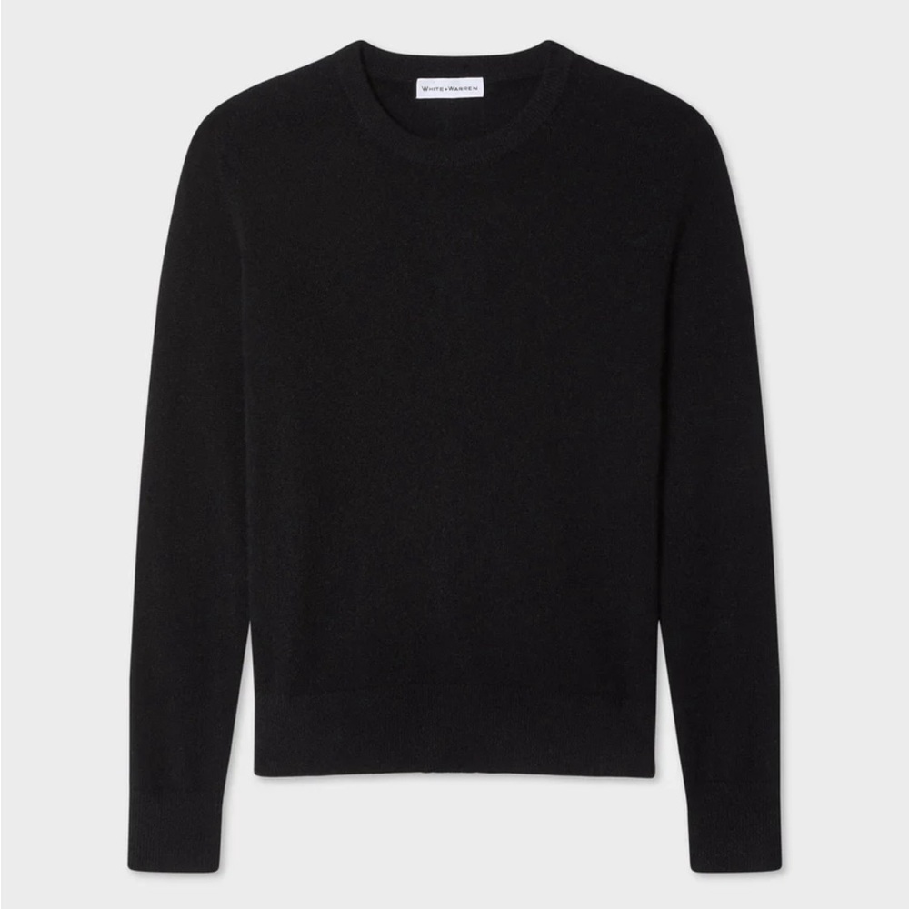 White + Warren Cashmere Crewneck Sweater in Black, size M